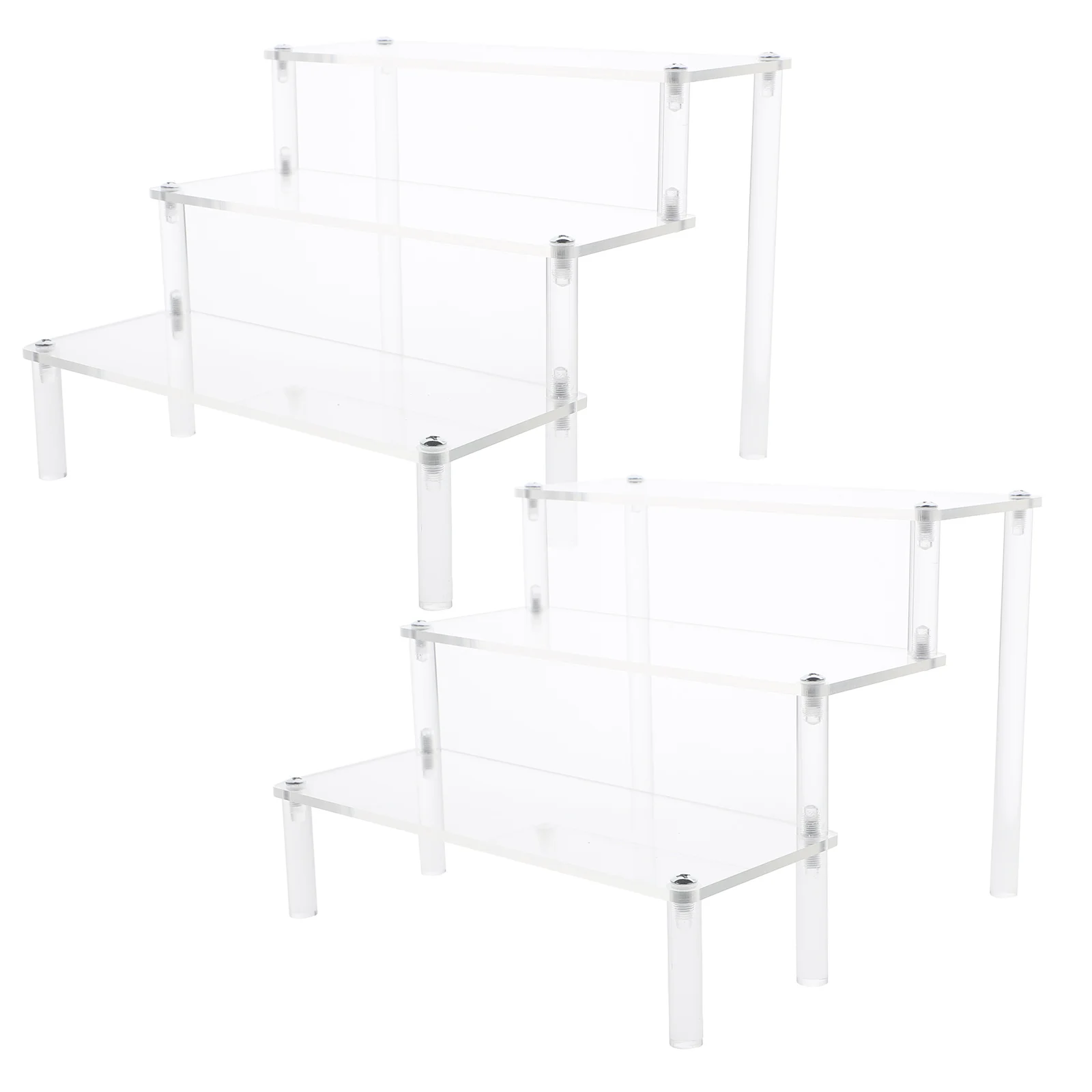 

2 Pcs Acrylic Display Stand Rack Shelves Toy Ladder Frame Displaying Organizer