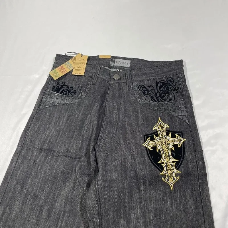 American Vintage Hip-Hop Geometric Print Denim Shorts Y2K Street New Rock Gothic Baggy Shorts Men Leisure Harajuku Loose men jeans denim shorts summer jeans shorts