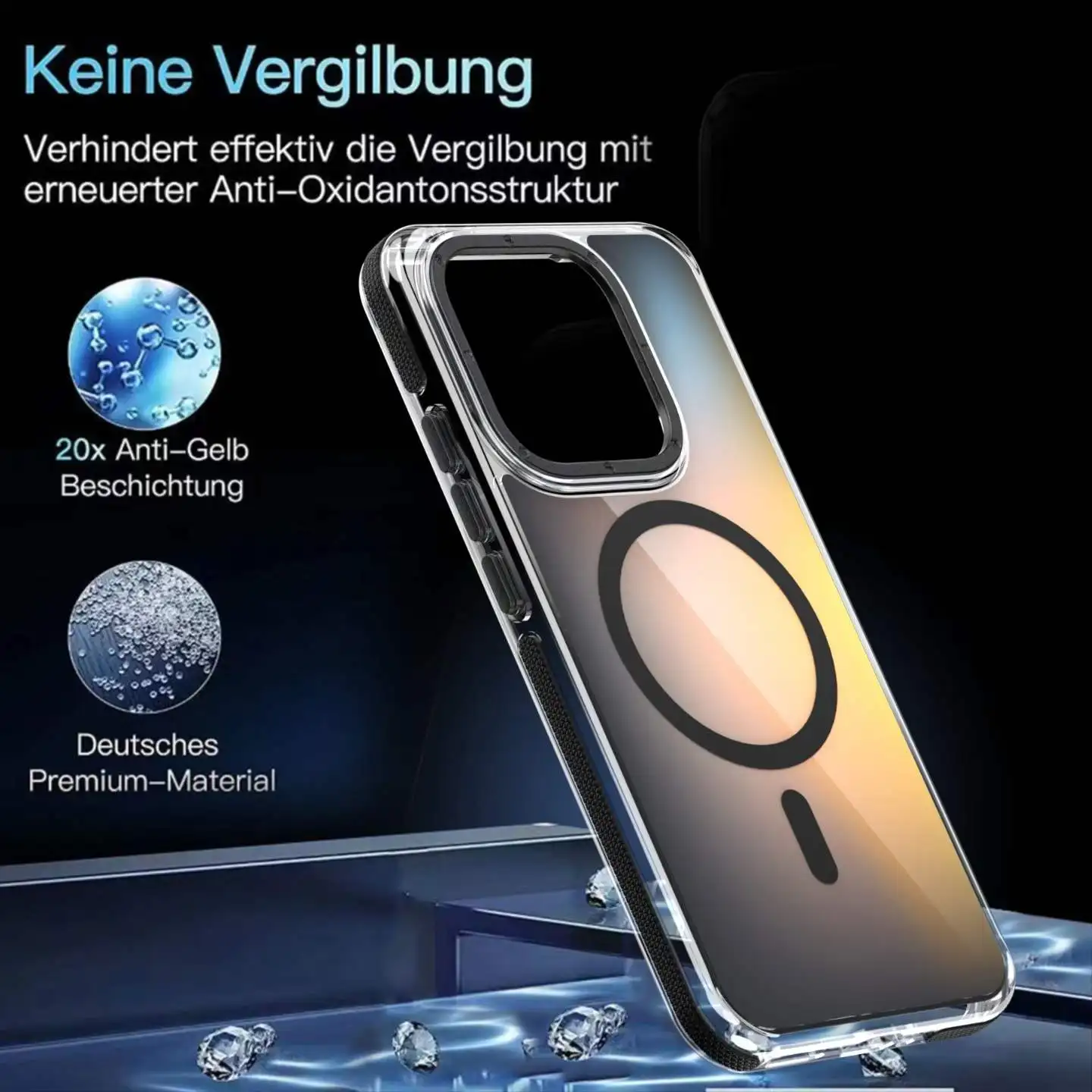 Luxury Glitter Laser Gradient Colorful Magnetic Case with Wireless Charging Capability