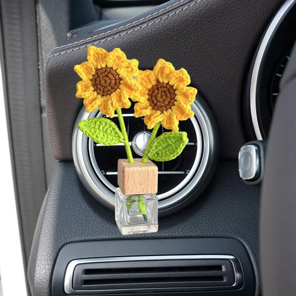 

Freshness Flowers Fragrance-infused Car Decor Handcrafted Crochet Sunflower Tulip Car Air Freshener Long-lasting Mood