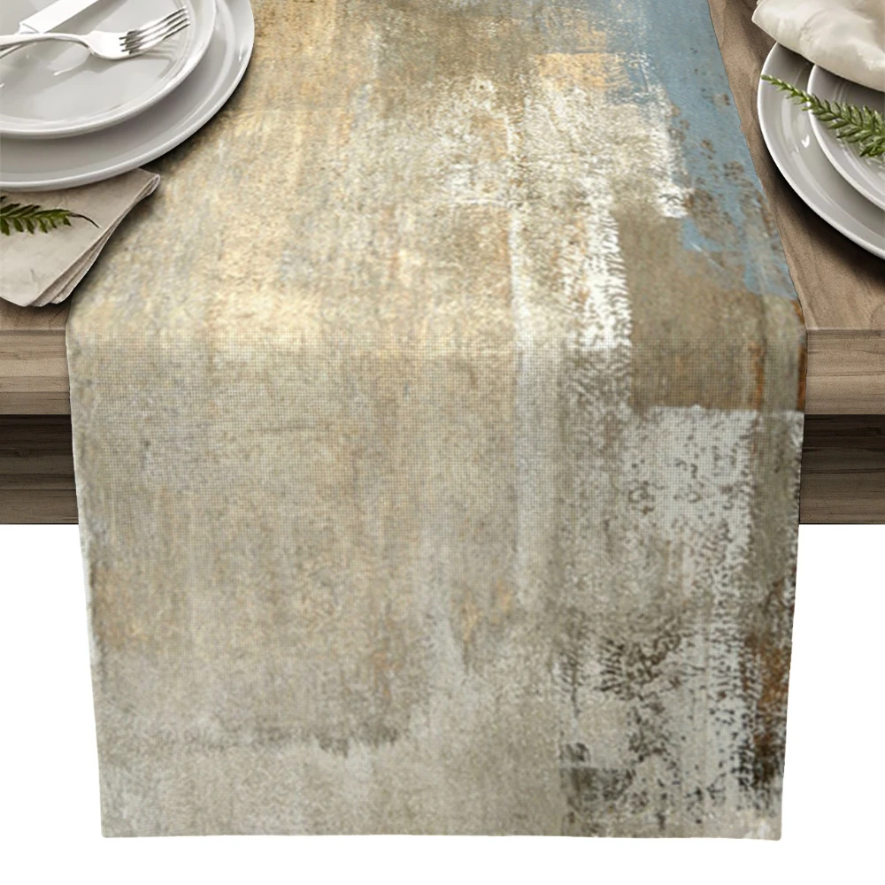 Abstract Oil Painting Art Dining Table Runner Country Decor Anti-stain Table Runner for Dining Table Wedding Table Decoration