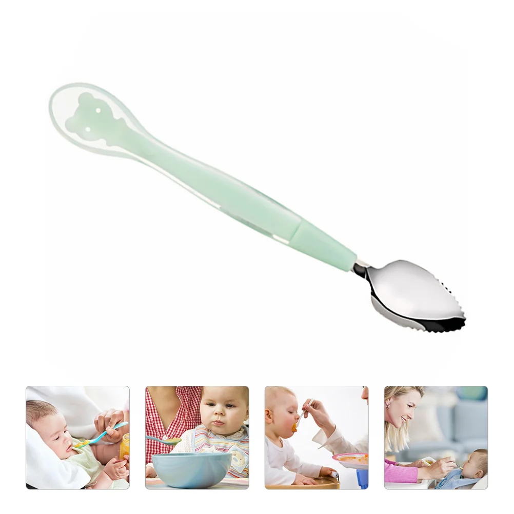 

Baby Cutlery Food Supplement Spoon Portable Infant Utensils Silicone Feeding Tools Scraping Child