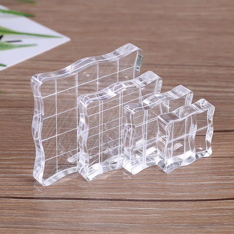 Set 6 Blocchi Portatimbri Acrilici Trasparenti Con Griglia – Multimisura Da 2,5cm A 15cm Per Scrapbooking E Cardmaking