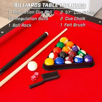 7 ft Billiards Table - Portable Pool Table - Includes Full Set of Balls, 2 Cue Sticks, Chalk and Felt Brush; Choose Size 6