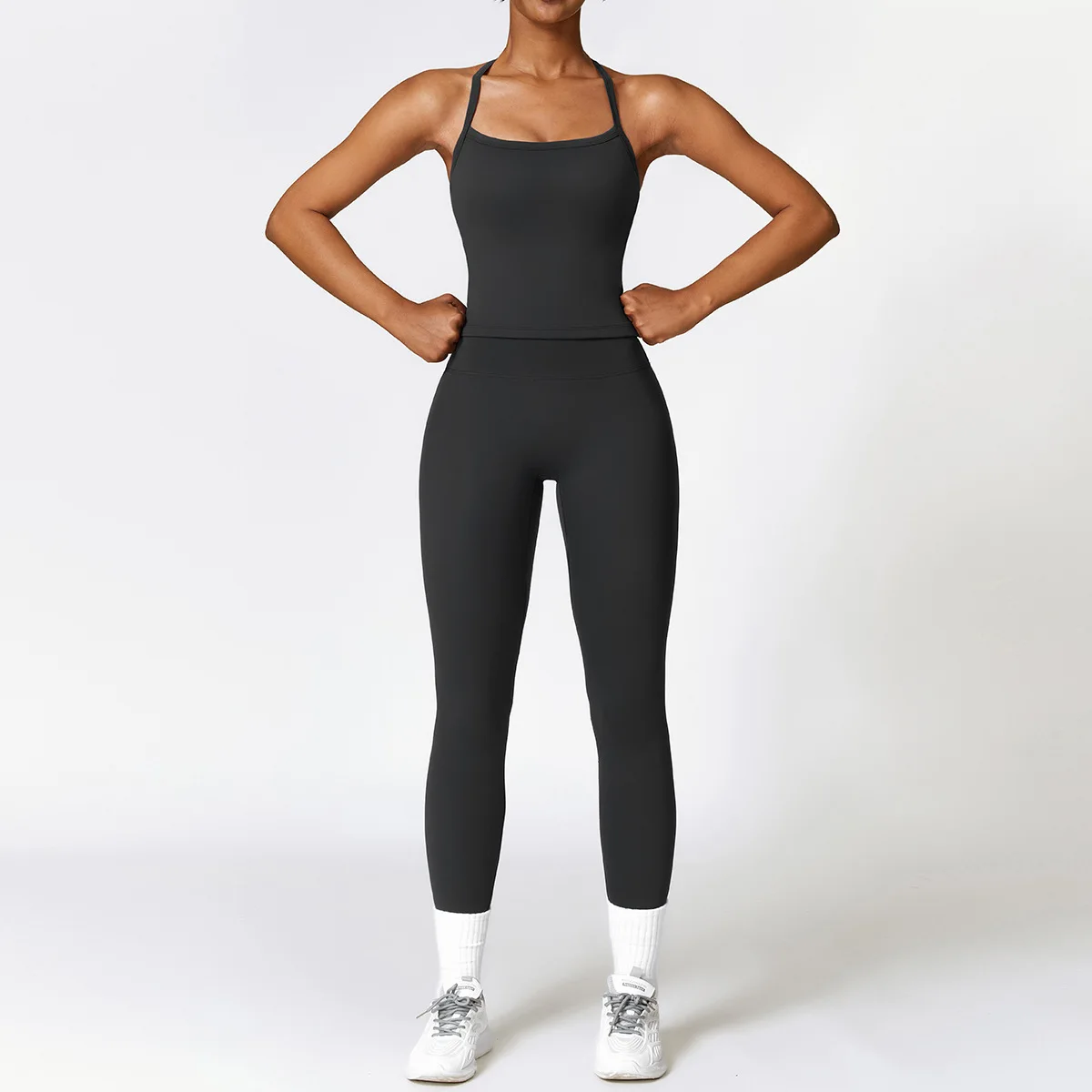 Women's 2-Piece Yoga Set: Long Sleeve Crop Top & High Waist Leggings Fitness Ensemble