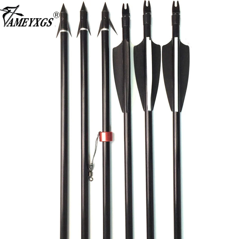 3 Pcs 80cm Fishing Arrows Bowfishing Fiberglass Arrow Spine 500 Hunting  Fishing Arrow Tips Head Point Safety Slide Shooting Fish