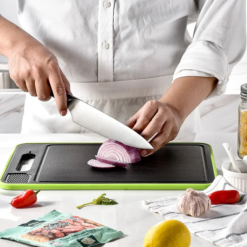 Chopping Board Defrosting Tray Defrosting Cutting Board Tray with Grater Sharpener Double Sided Chopping Board Frozen Meat Fish Food Tray Meat Tools
