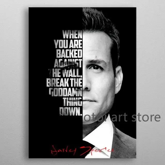 Harvey Specter Motivational Quotes Canvas Art - Inspirational Lawyer Wall Decor for Home Office