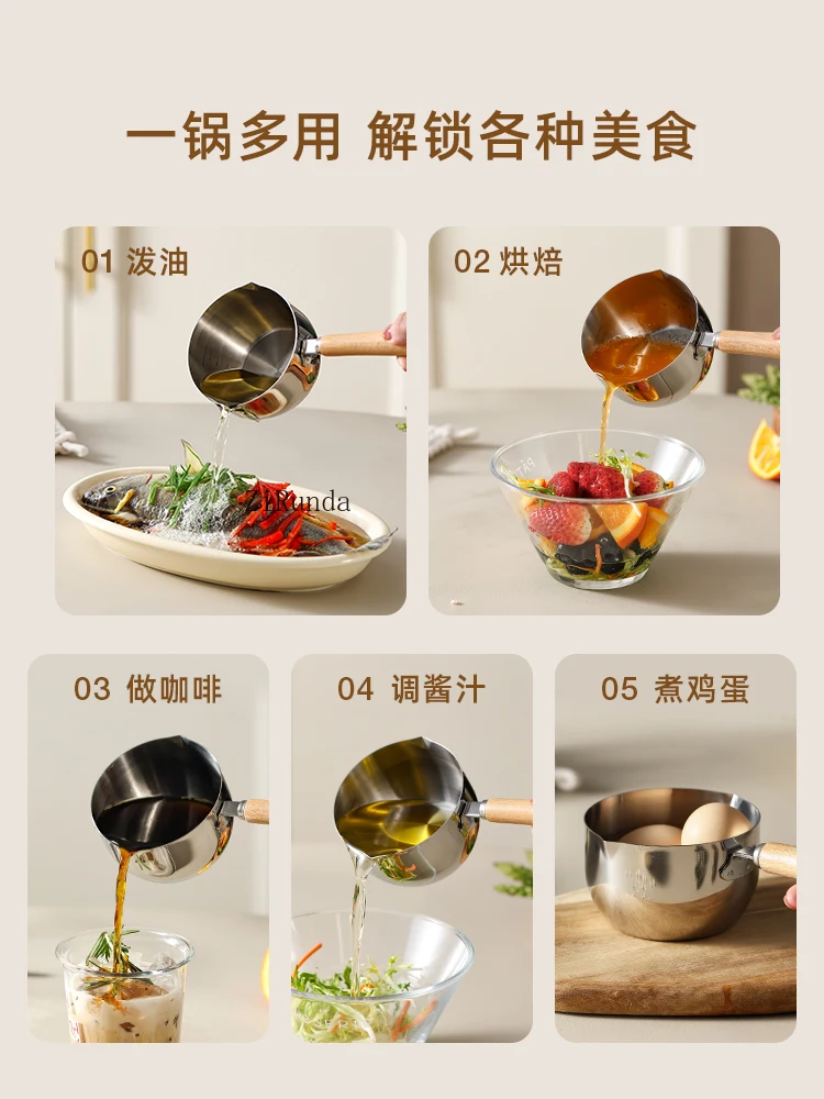 304 stainless steel household oil-burning spoon for pouring hot oil in a small oil-splashing pan