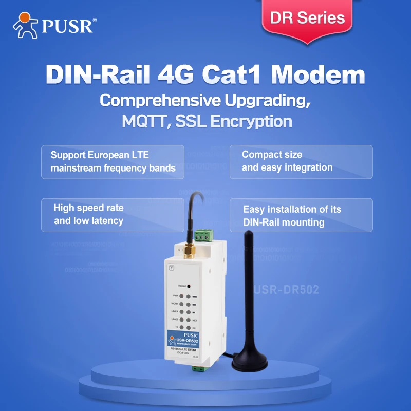 Cat Soquete de Modem Celular Protocolo de Distribuição Pusr Gsm Gprs Serial Rs485 4g Lte Europa Usr-dr502-e - Imagem 6