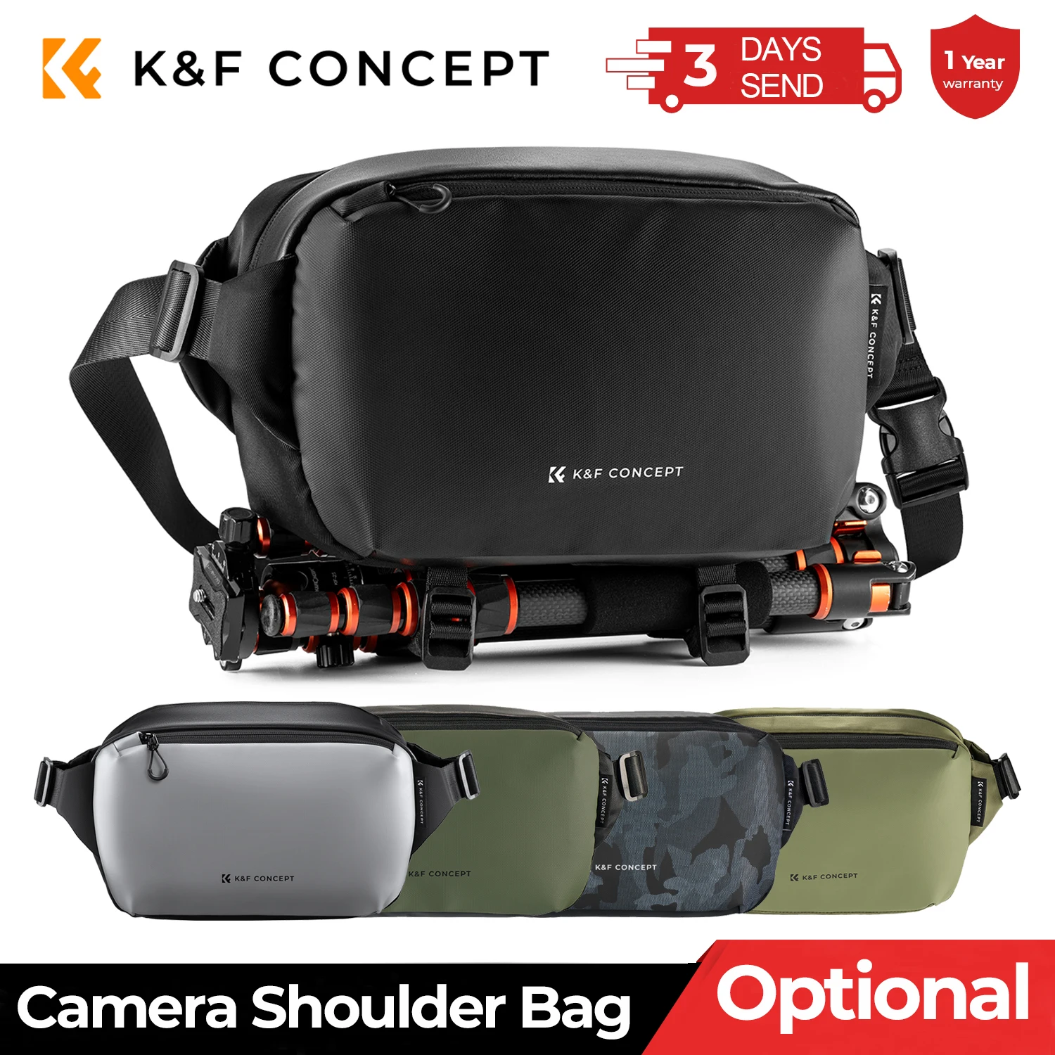 Borsa Fotocamera Tullio - Tracolla Espandibile Impermeabile Per DSLR E