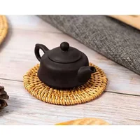 Natural Rattan Woven Teapot Coaster Holder Woven Tea Ceremony Creative Placemat Table Mat Bowl Mat Plate Mat Heat Insulation Mat 5