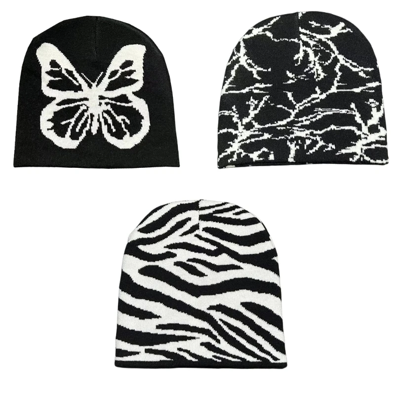 

Elastic Windproof Winter Hat Knitted Jacquard Pattern Hat for Women Men Keep Ear Warm Hat Soft Cold Weather Supplies Dropship