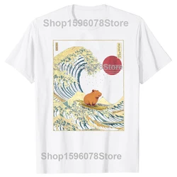 Capybara Wave Graphic Cotton Unisex T - Shirt - XS (WHITE)