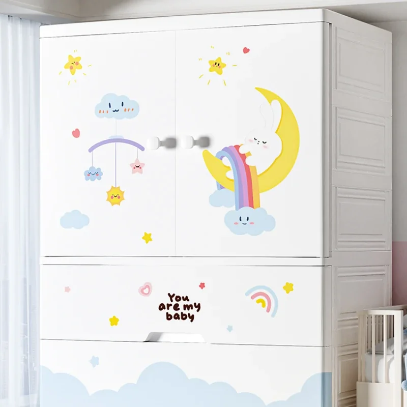 Cute Shelf Wardrobes Closet Kids Bedroom Baby Storage Organizer Hangers Dressers Meuble De Rangement Modern Furniture CY50CW