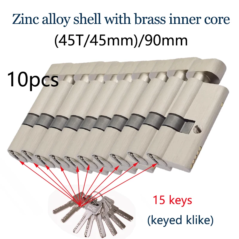 Door Lock Cylinder European standard brass 90mm Universal Master Key Indoor and Outdoor Anti-theft