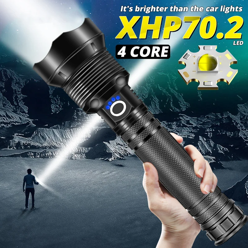 

Super Powerful Xhp70.2 Flashlight USB Rechargeable Zoom Torch Lamp Xhp70 Xhp50 18650 or 26650 Battery Camping Outdoor LED Light