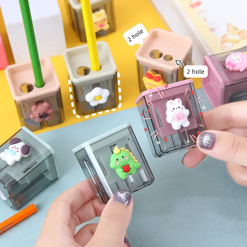 Pencil Sharpener Mini Cute Cartoon Two Hole Kawaii Stationery