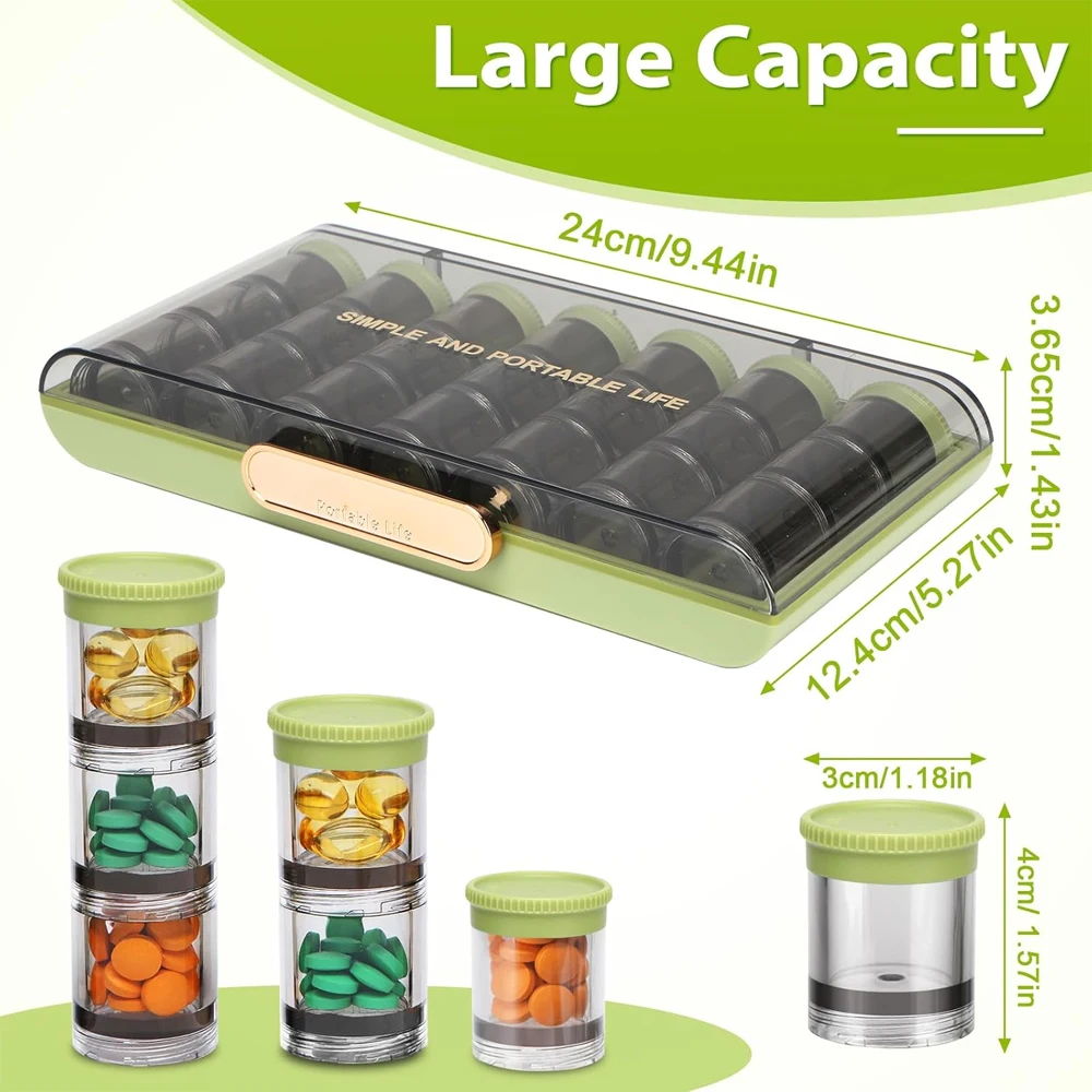 1PCS Pill Organizer 3 Times a Day,Daily Pill Box Container with 21 ...