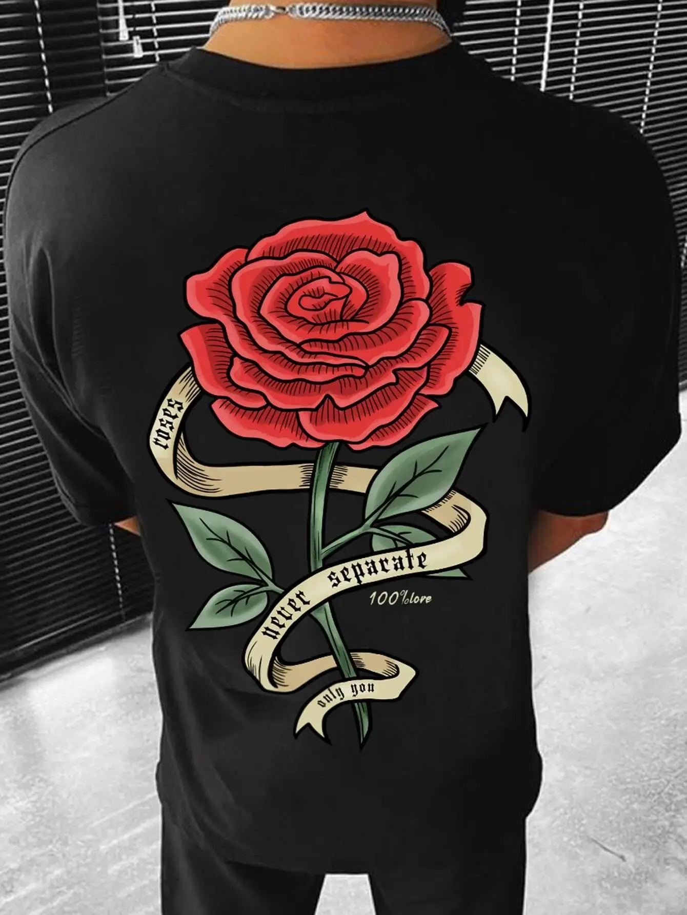 Red Roses Wrapped In Ribbons Printing Clothes Men Cotton
