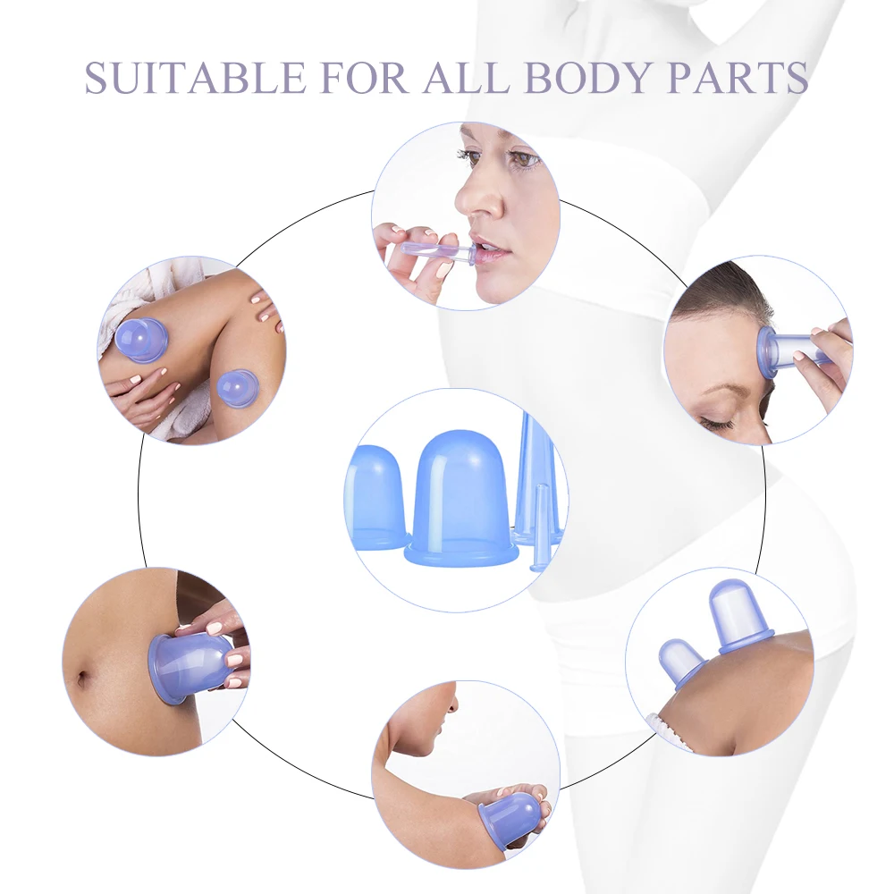 Silicone Facial Massage Cupping Set Vacuum Body Massager Cup Ventouse Anti Cellulite Therapy Face Suction Cups Massage Kit 5
