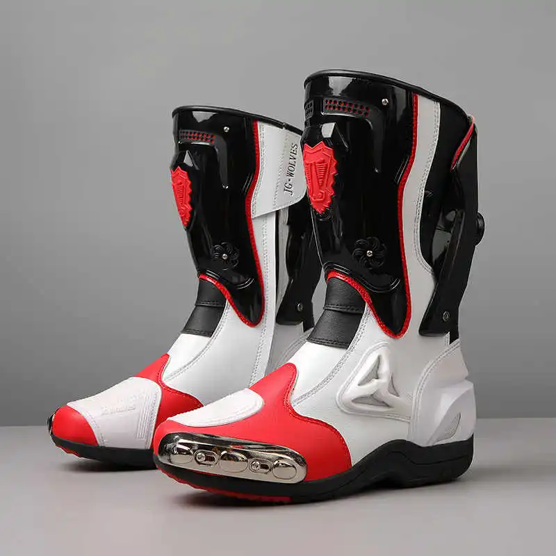 36-47 Leather Motorcycle Boots Men Anti-slip Motorcyclist Shoes Adventure Touring Motocross Bike Boots Motorcycle Accessories