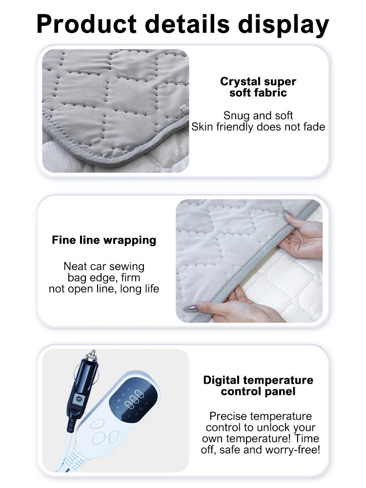 Car Electric Heating Blanket Camping Warmer Mat Heater 12V/24V Off-Road Vehicles Trunk Fast Heating Pad 180cmx150cm 150x80cm