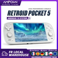 Портативная игровая консоль Retroid Pocket 5, 5,5-дюймовый AMOLED-экран, Android13, джойстик, RGB-подсветка, активное охлаждение, видеоигры