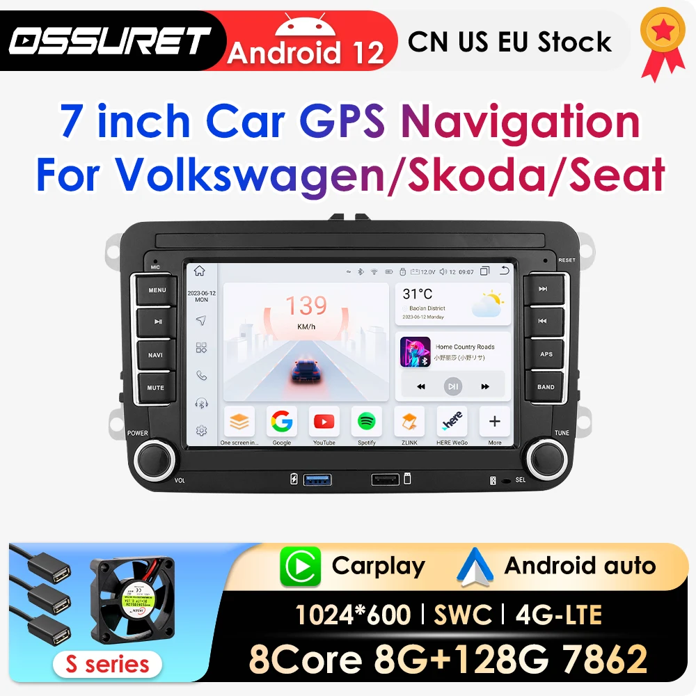 

8G 128G Android 12 Car Radio for VW Polo golf 5 6 Plusat Pass B6 Jetta Tiguan Touran Sharan Scirocco Caddy Seat Carplay Auto RDS