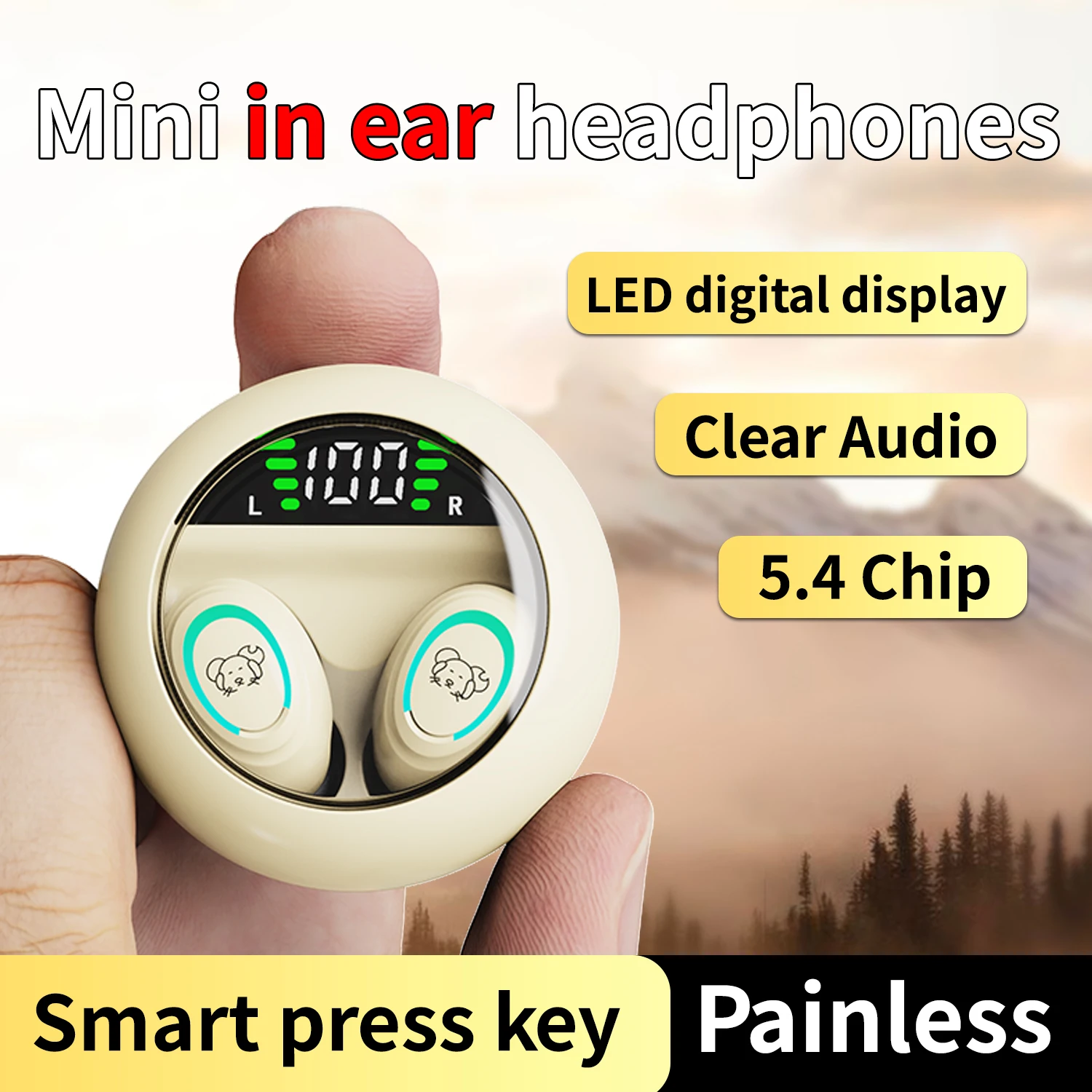 Bluetooth Headphones Wireless Earbuds 48hrs Talktime Digital Display Sports Ear Buds IPX5 Waterproof Earphones for Phone Laptop