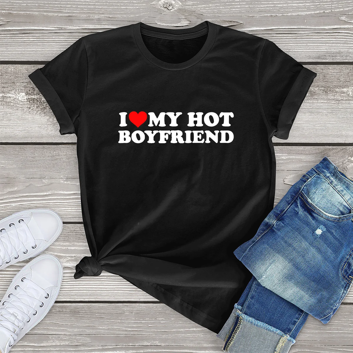 

Vintage T-Shirt Women Funny I Love My Hot Girlfriend Couple Graphic T Shirt Men Boyfriends Gifts Casual Sport Streetwear Female