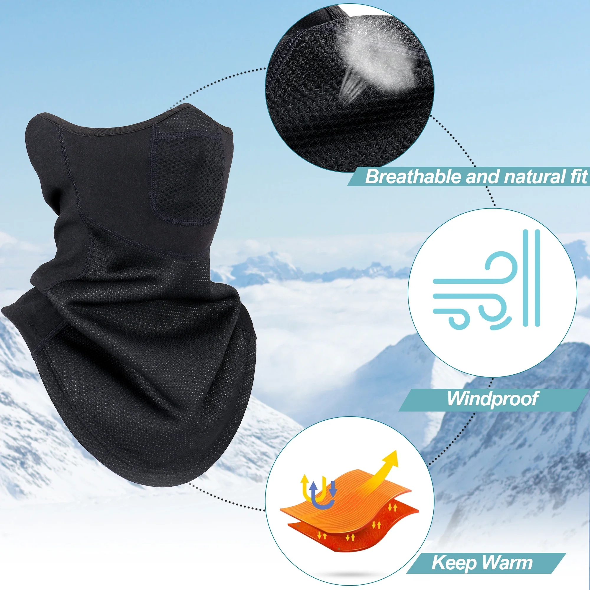 Neck Gaiter Winter Windproof Fleece Tube Bandana Soft Half Face Mask Neck Warmer