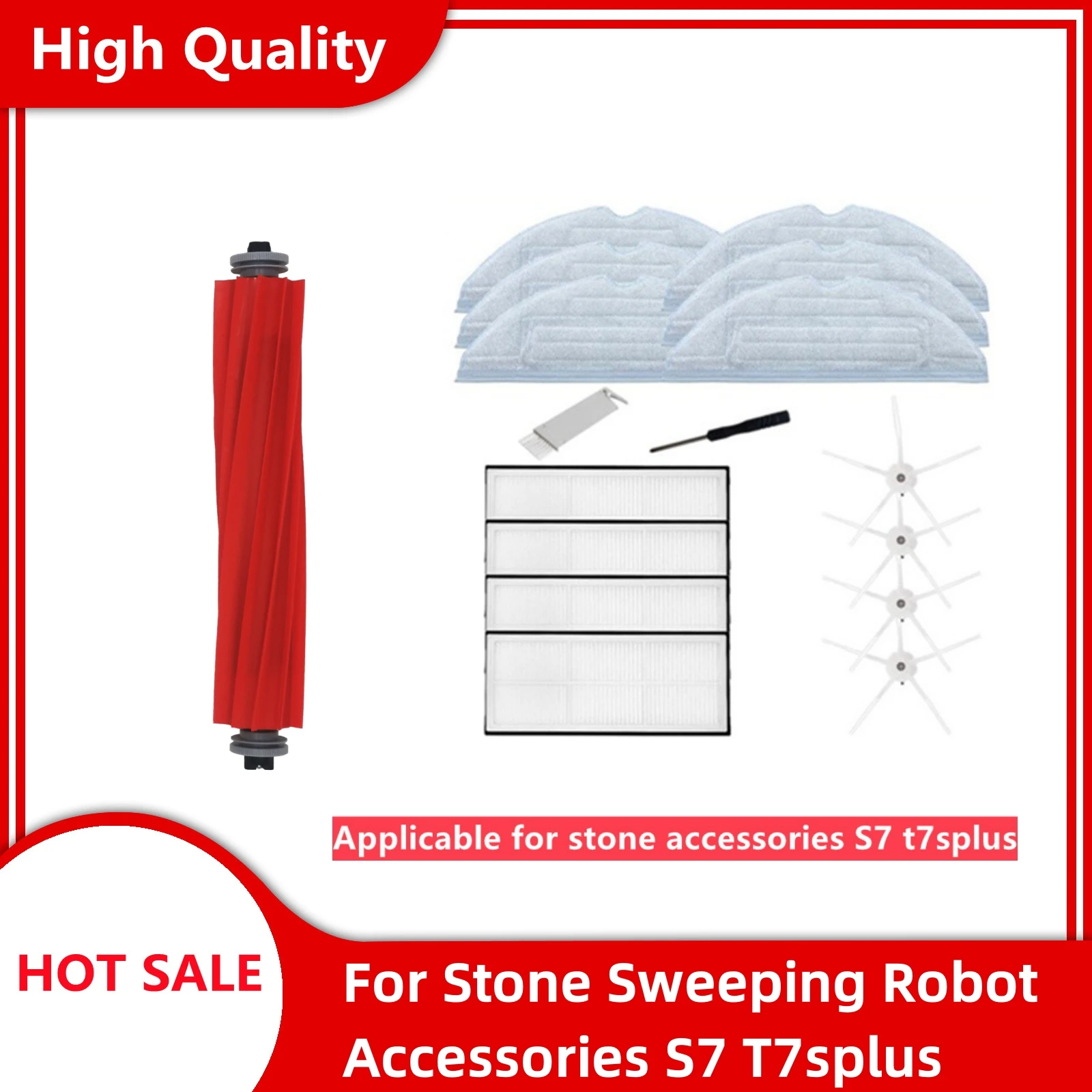 

Suitable for Stone Sweeping Robot Accessories S7 T7splus Filter Screen Cleaning Liquid Rag Mop Edge Brush Haipa
