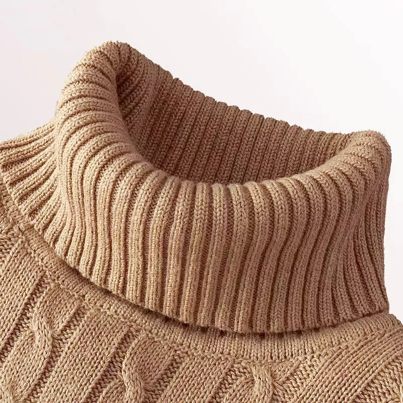 Autumn Winter Men's Sweater Thin Elastic Fine Knitted Warm Top Versatile High Neck Solid Color Tight Fitting Pullover Top