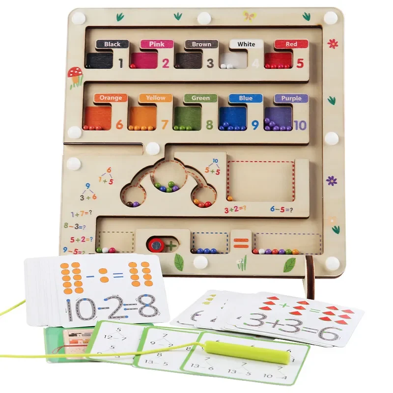 

Baby Montessori Color Sorting Math Toys Magnetic Pen Moving Bead Games Arithmetic Learning Educational Toys for Kids Xmas Gift