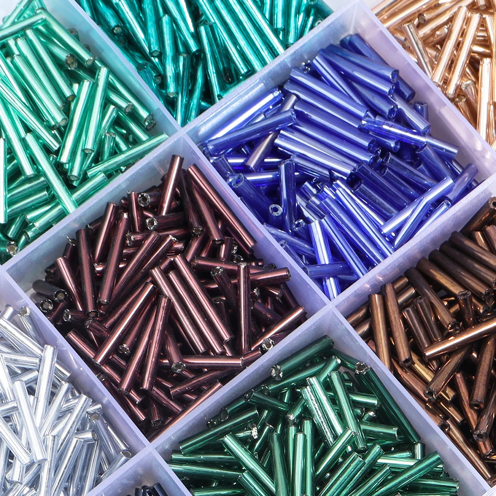 10g/lot 2x12mm 체코 유리 구슬 실버 충전 튜브 비즈 쌀 비즈 씨드 비즈 루즈 스페이서 비즈 DIY 쥬얼리 만들기