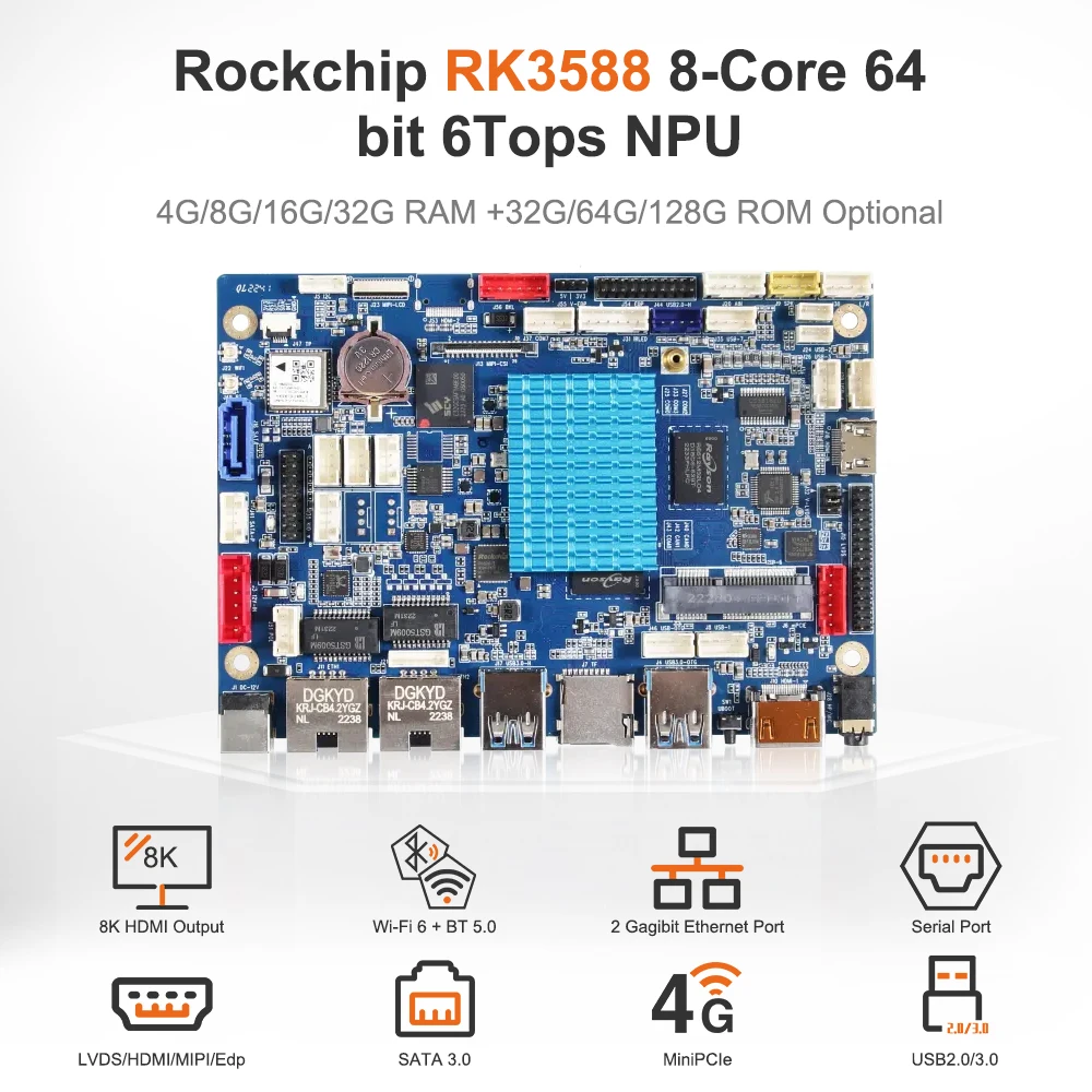 Liontron Development Board Rockchip RK3588 PCIe 2.5G Ethernet 32GB LPDDR4X Support Linux Debian 11,Android 12,Ubuntu 20.04