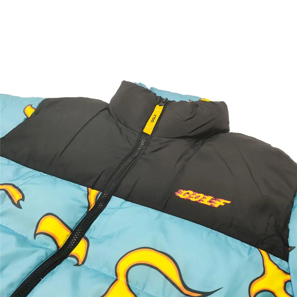 Men's Luxury Golf Flower Le Fleur Tyler The Creator Blue Flame Puffer Coats Down Jackets Cotton Warm