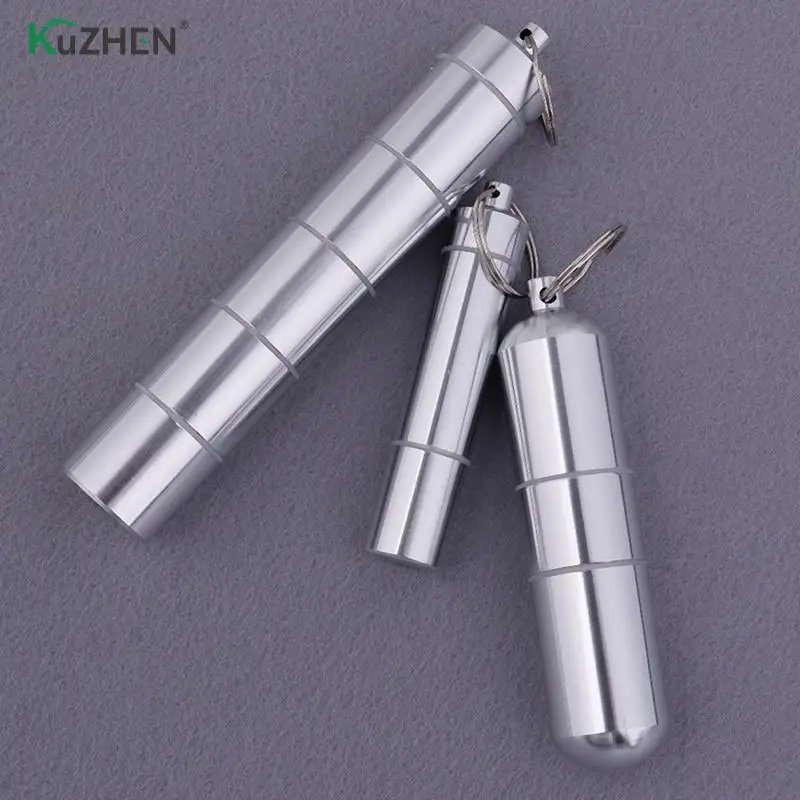 Capsule Shape Aluminum Pill Case Keychain Waterproof Outdoor Pocket