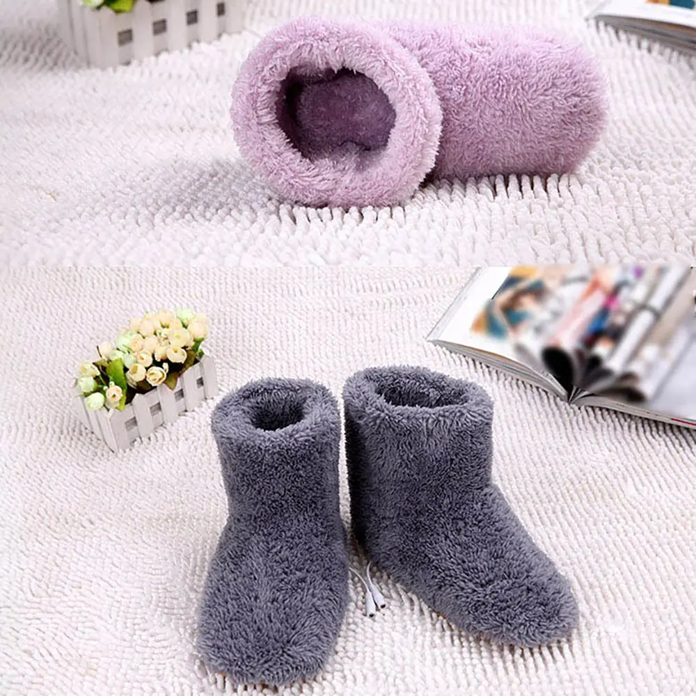 Useful Plush Comfortable USB Charging Foot Warmer Shoes Warm Foot Electric Heated Shoes Winter Warming Slipper 4