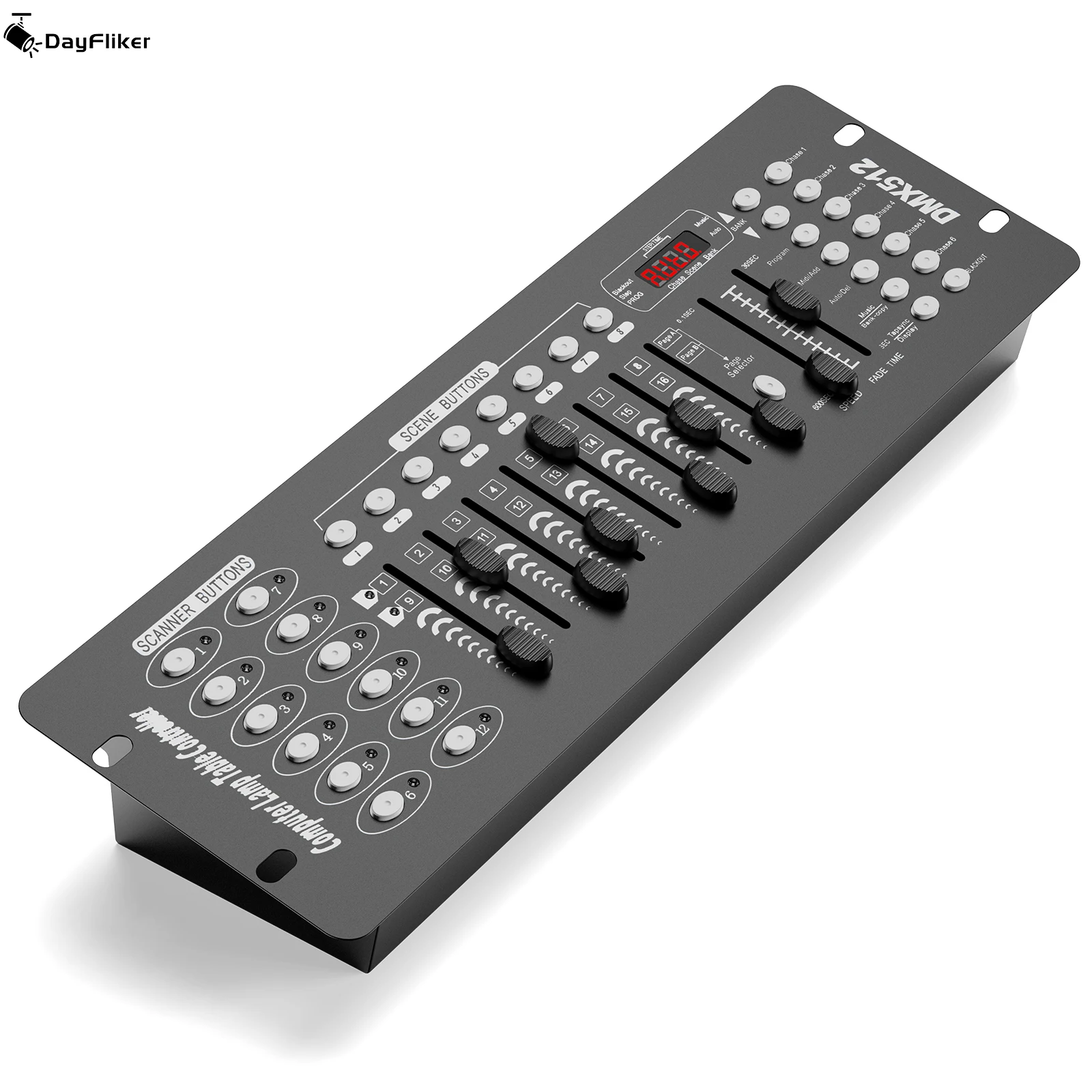 DayFlicker AC 100-240V Black Grand Console DMX and MIDI Operator 192 Channel Light Controller for Live Concerts KTV DJs Clubs