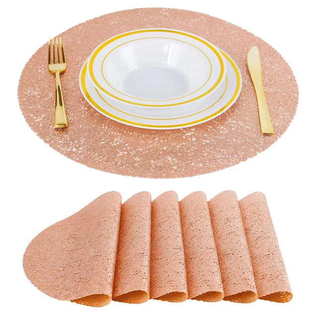 Tisch matte runde goldene PVC Tischset hitze beständige hohle Isolierung  Untersetzer Pads Tischs chale nach Hause Weihnachten modernen Stil Dekor