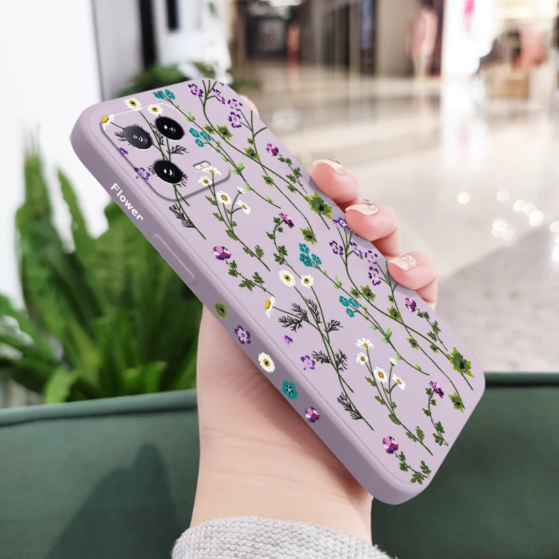 Elegant Fresh Flower Vine Liquid Silicone Phone Case