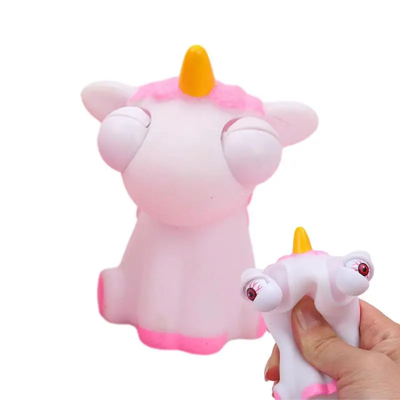 

3D Soft Eye-popping Cartoon Rainbow Horse Toy Rainbow Horse Decompression Doll Ornament For Kids Woman Bag Key Pendant Gift