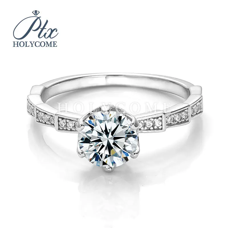 

GRA Certificate 1 Carat 6.5mm D VVS1 Color Moissanite Ring For Women Top Quality 100% 925 Sterling Silver Sparkling Wedding