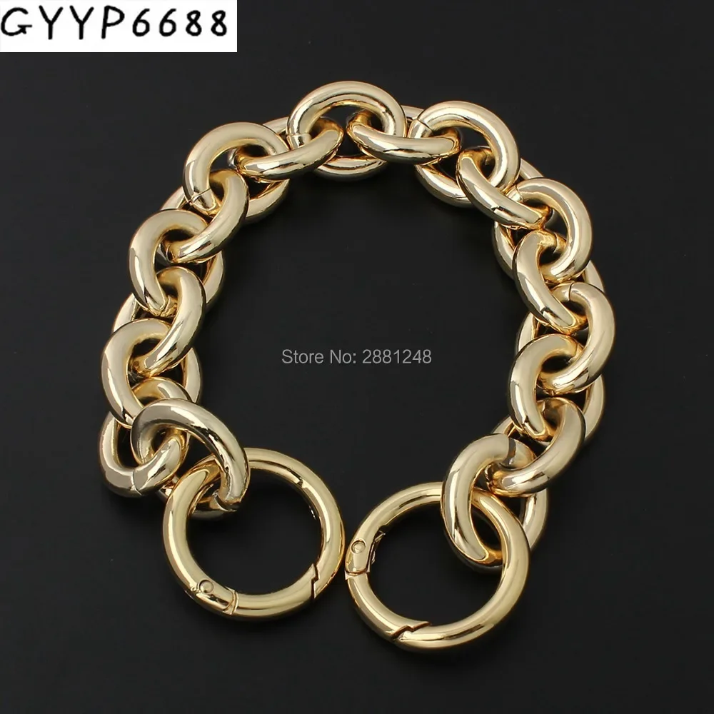 24mm Thick Round Aluminum Chain + Spring Ring Light Weight Bags Strap Bag Parts Handles Chain For Bag Accessory Handbags Straps 24mm 27mm keychain thick round aluminum metal chain spring ring light weight straps bags handbag handles easy match accessories