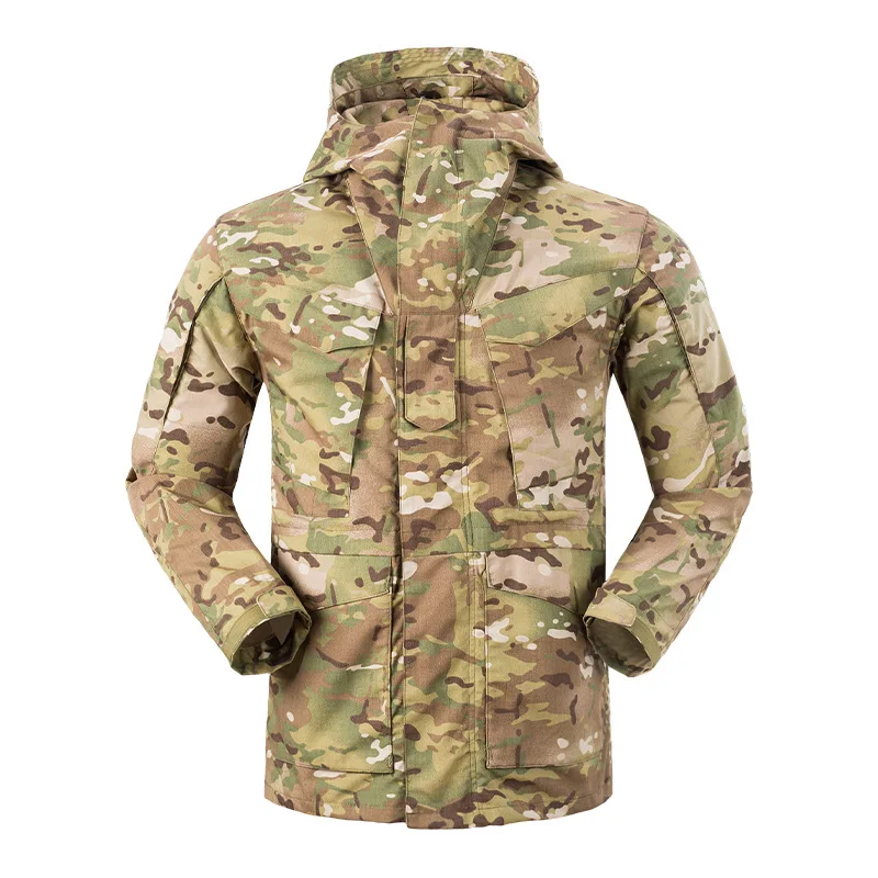 

M65 Tactical Trench Coat Men Winter Outdoor Camping Hiking Windproof Cargo Jacket Camouflage Hooded Jacket