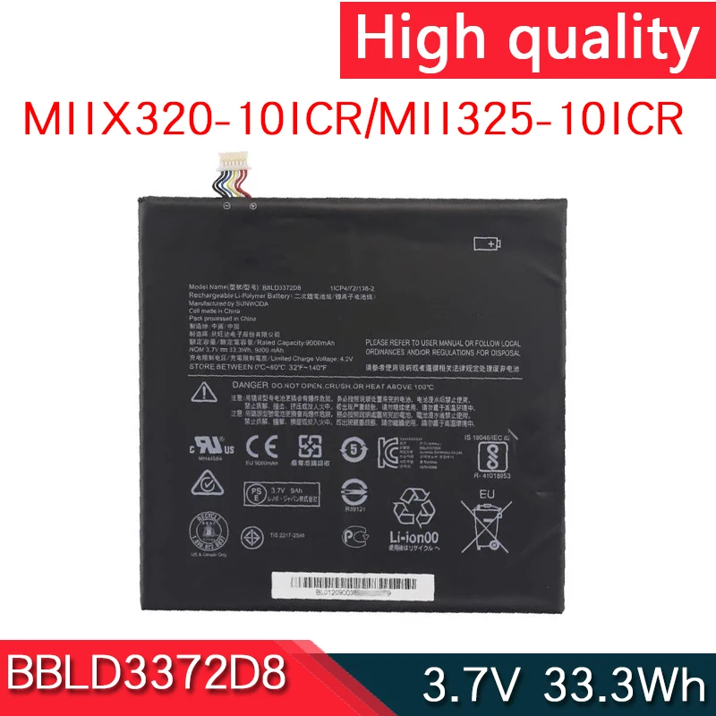 

Новый аккумулятор BBLD3372D8 5B10N38140 3,7 в 33,3 Вт-ч для ноутбука Lenovo IdeaPad Miix 320-10ICR Miix 325-10ICR 80XF 1ICP4/72/138-2