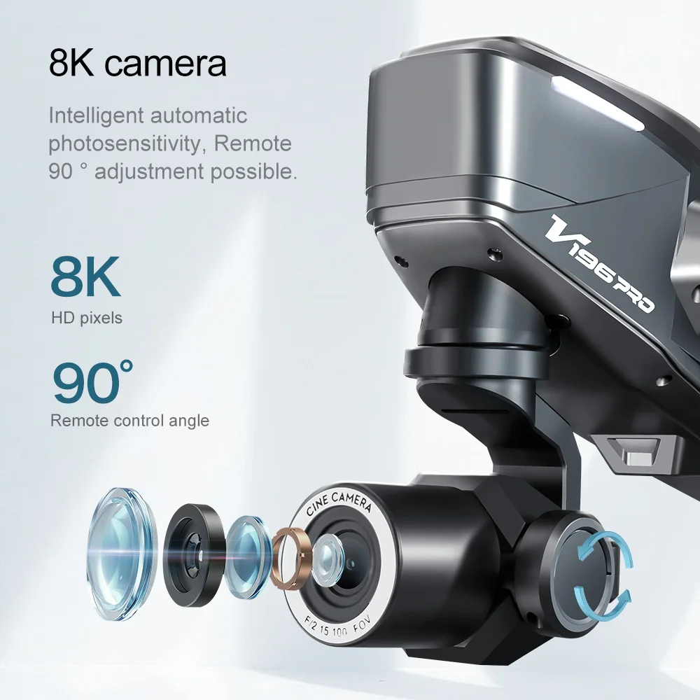 V196 Alloy Pro Max Drone Obstacle Avoidance 8K HD Dual Camera Optical Flow Toy RC Distance 1000M Brushless Foldable Quadcopter