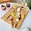 Bamboo Tray Cheese Board Set With Cheese Knife Portable Outdoor Dinner Plates Hotel Restaurant Decoration Accessories Party Sets 4